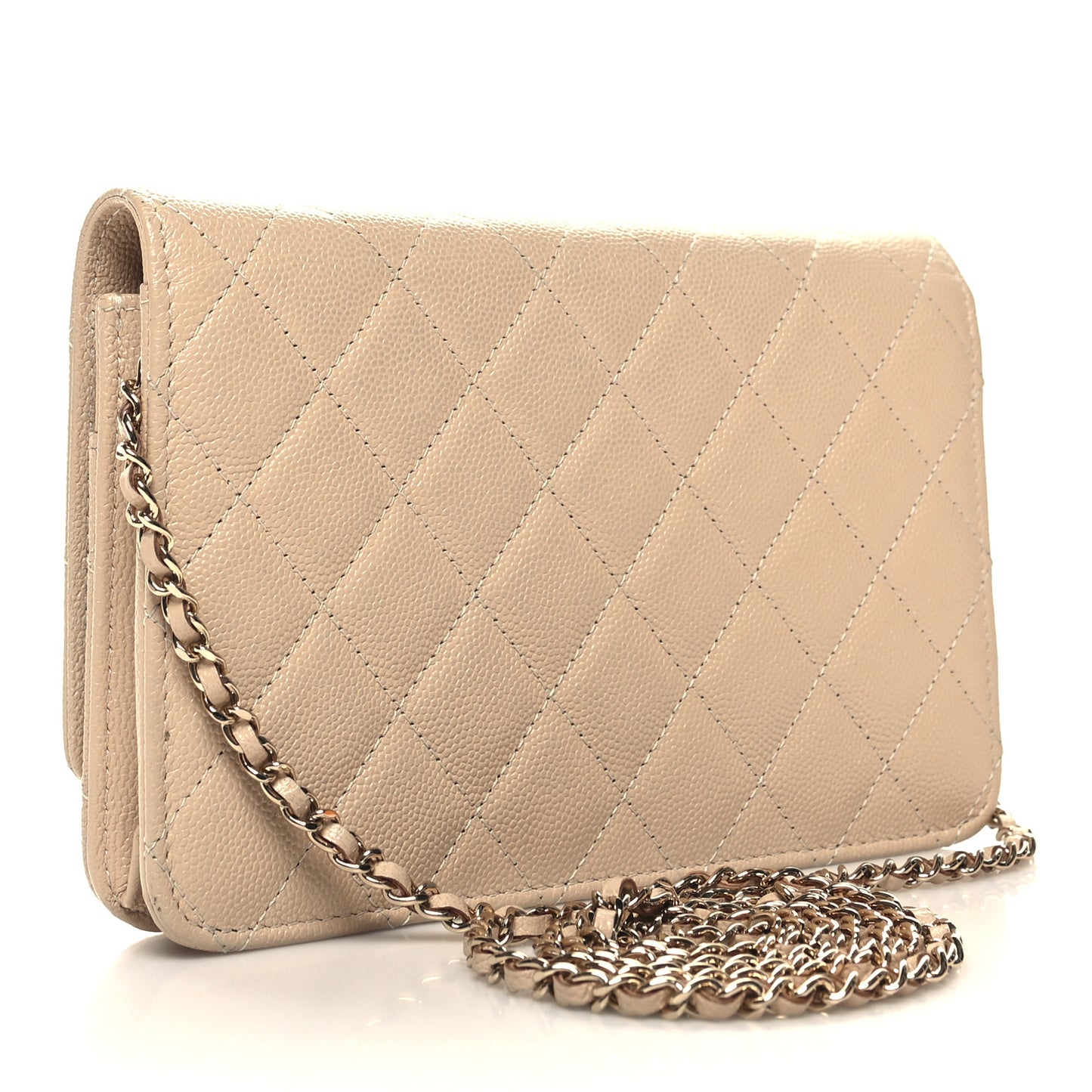 Caviar Quilted Golden Class Wallet On Chain WOC Light Beige