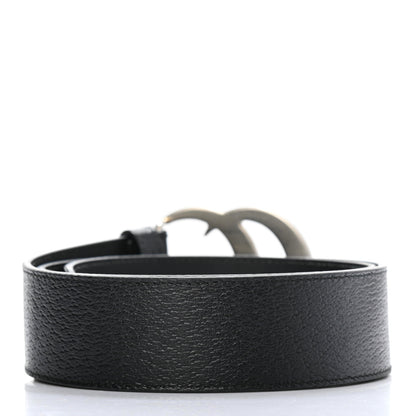 Gucci Textured Dollar Calfskin Nickel Double G 40mm Belt 80 32 Black 2 of 5