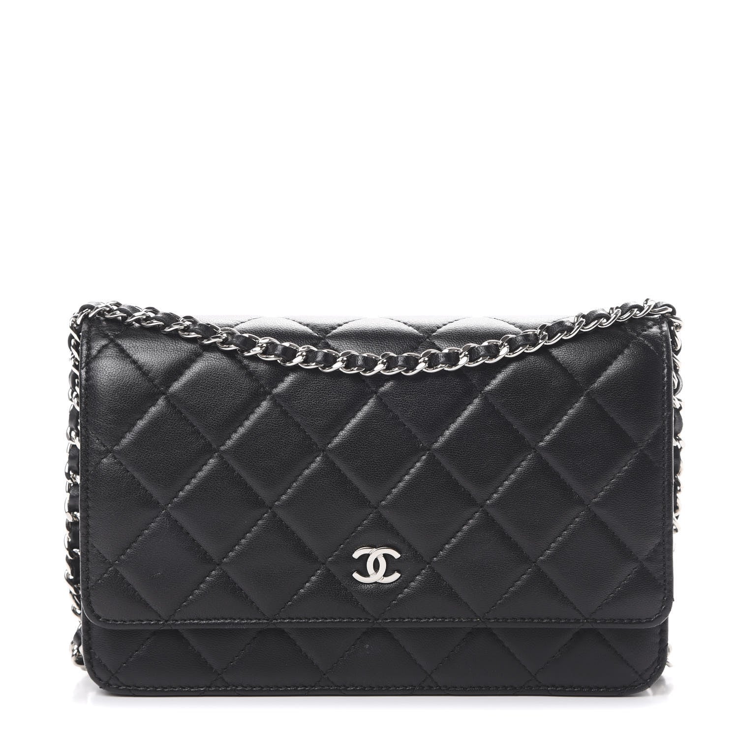 Chanel Lambskin Quilted Wallet On Chain WOC Black 1 of 17
