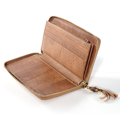 Gucci Guccissima Bamboo Tassel Zip Around Wallet Light Brown 4 of 8