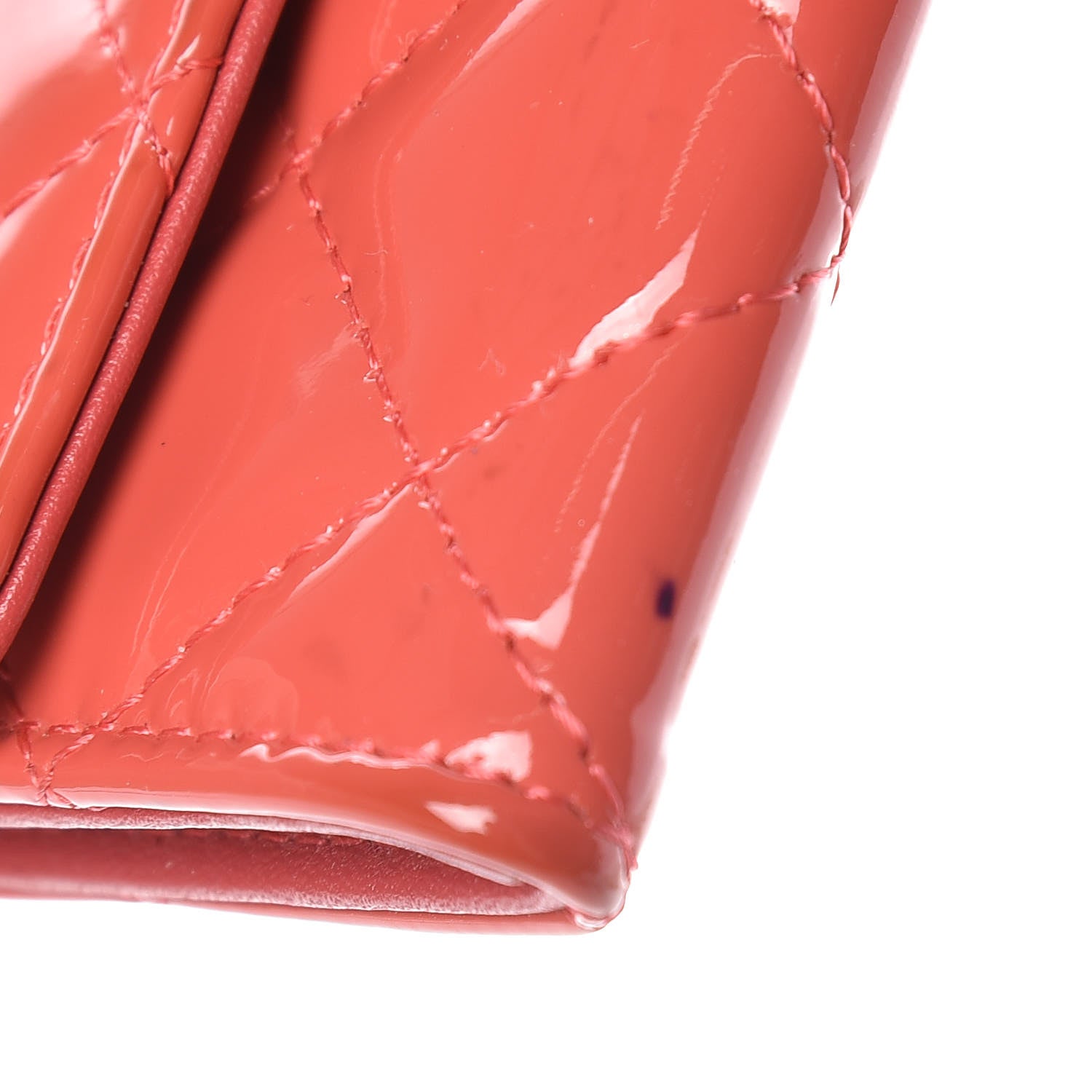 Chanel Patent Quilted Flap Card Holder Dark Pink 9 of 13