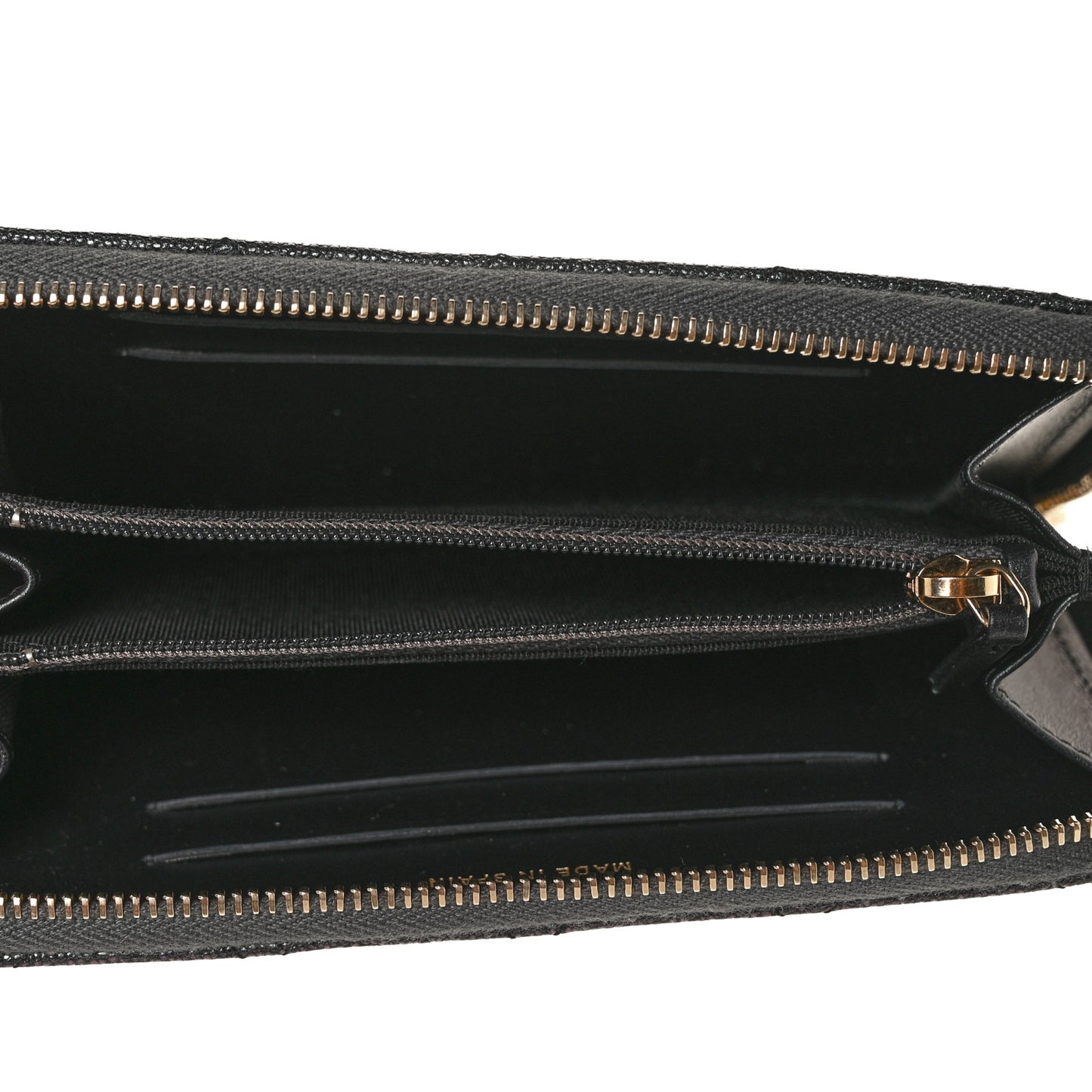 Iridescent Caviar Quilted Medium Zip Around Wallet Black