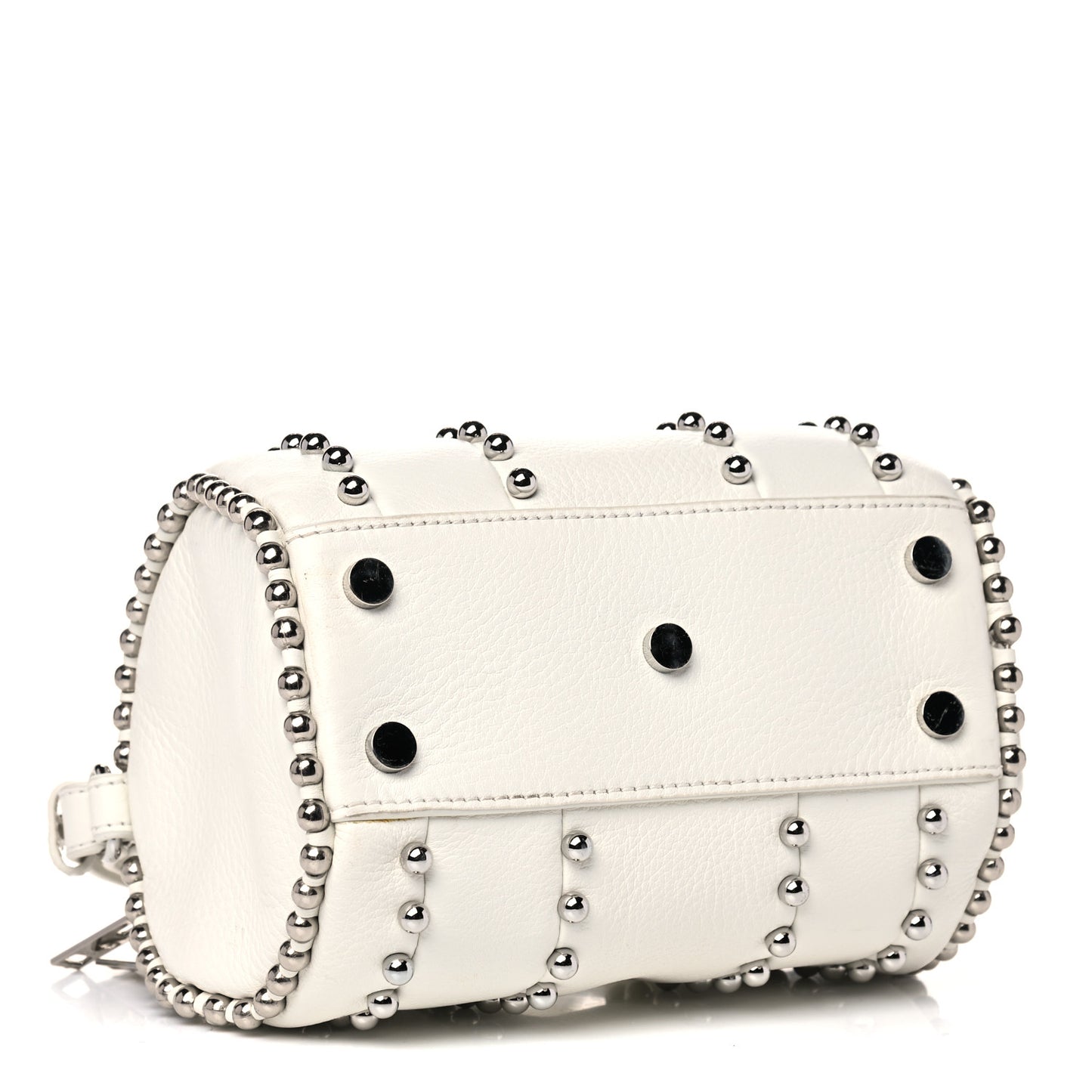 Calfskin Studded Mini Rockie White Rodium Hardware