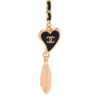 Chanel Metal Calfskin Leopard Print CC Pendant Necklace Gold Black Beige 5 of 7