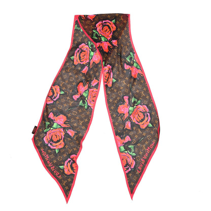 Louis Vuitton Silk Monogram Roses Scarf Marron 3 of 6