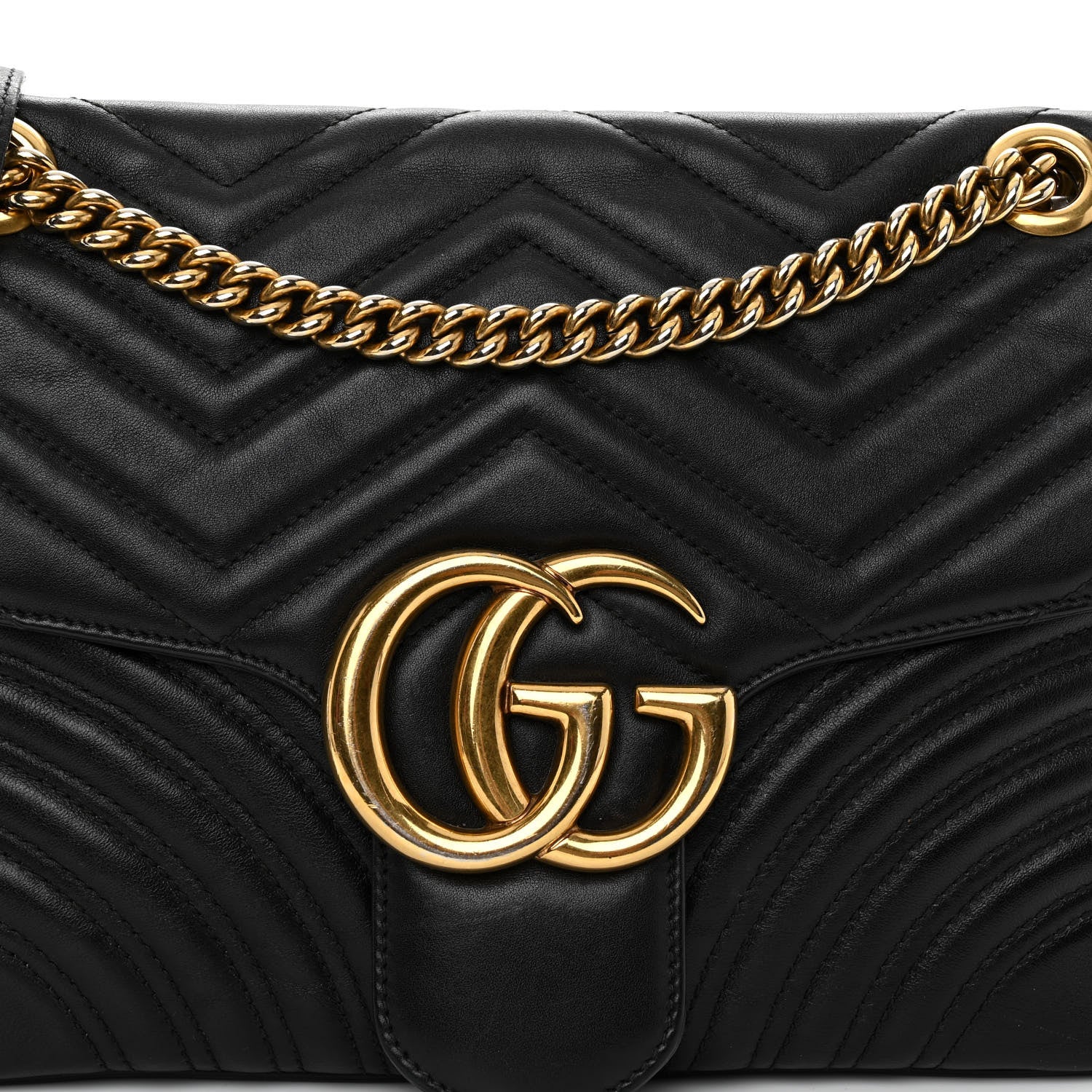 Gucci Calfskin Matelasse Medium GG Marmont Shoulder Bag Black 7 of 9