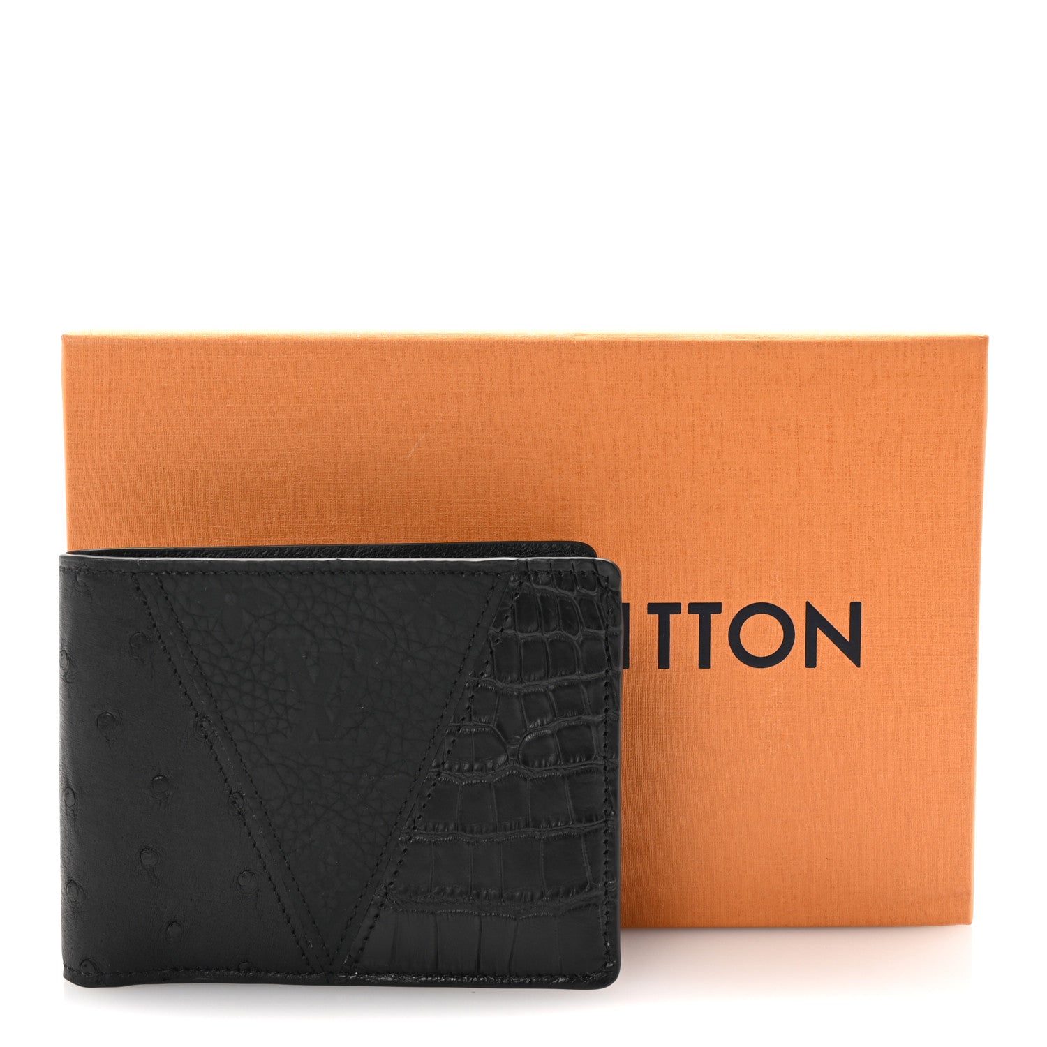 Louis Vuitton Crocodile Ostrich Taurillon Monogram Shadow Multiple Wallet Black 7 of 7
