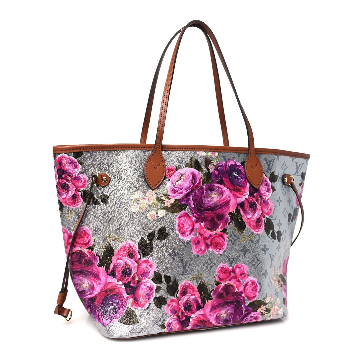 Metallic Monogram LV Garden Neverfull MM Silver