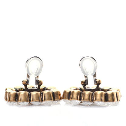 Gucci Metal Crystal Double G Clip On Earrings Aged Gold 6 of 6