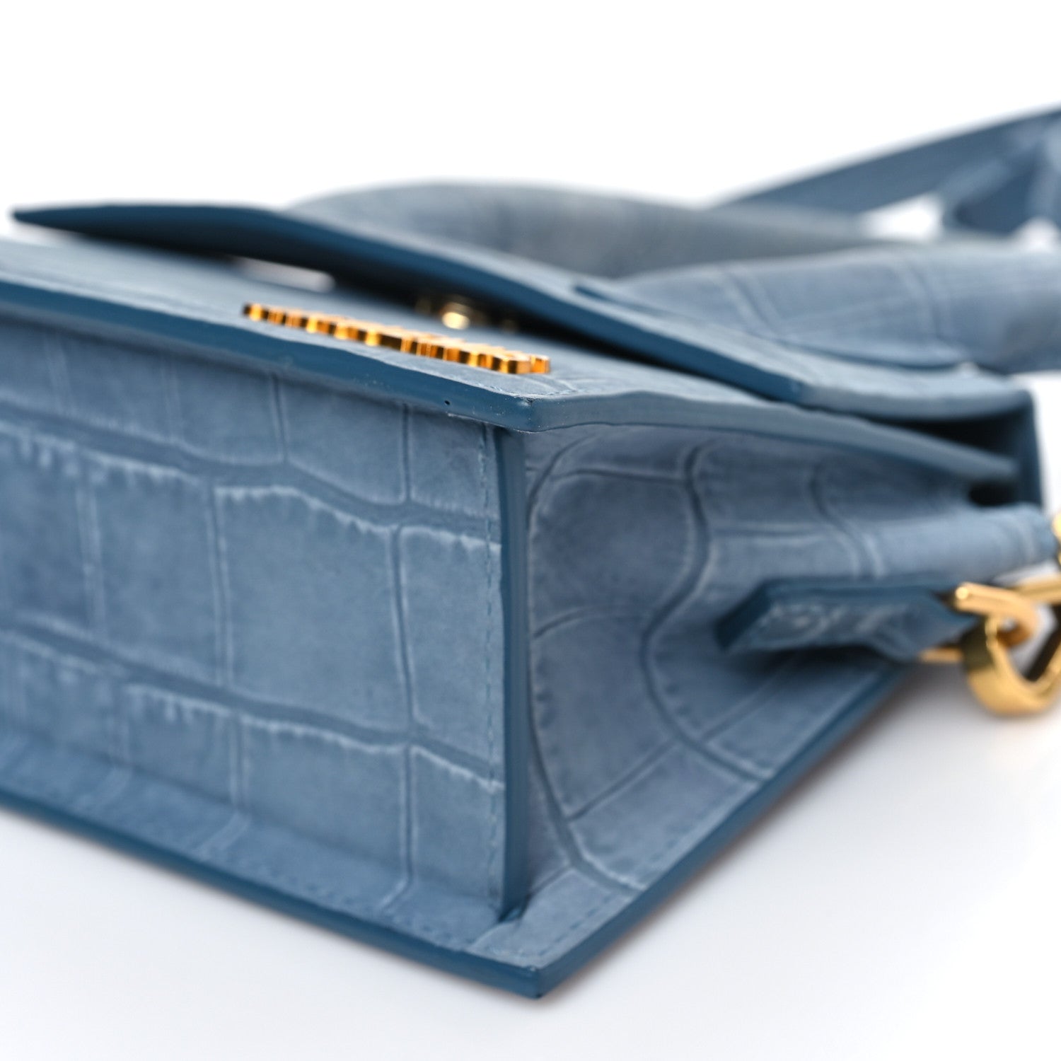 Jacquemus Suede Crocodile Embossed Le Chiquito Moyen Blue 9 of 10