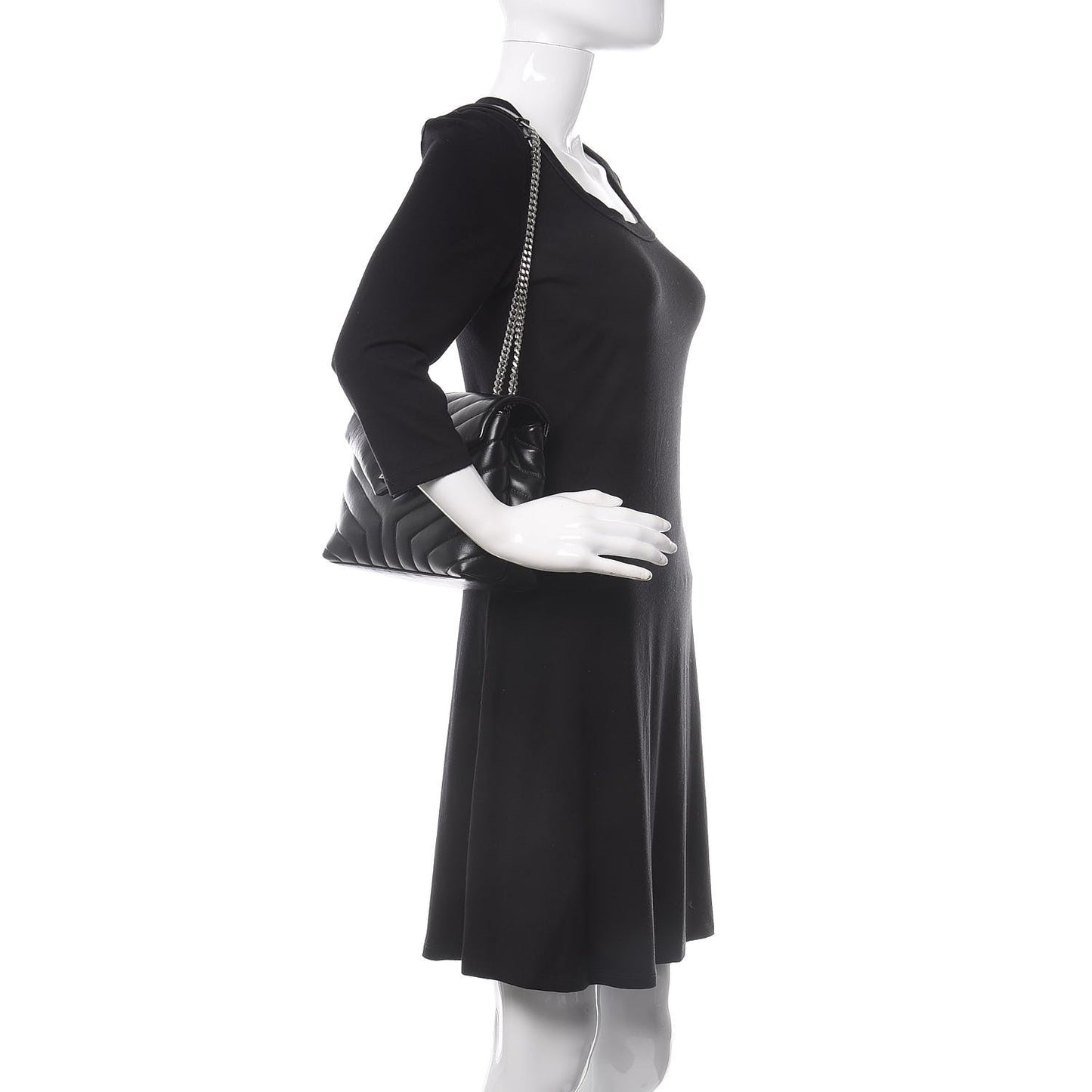 Calfskin Y Quilted Monogram Small Loulou Chain Satchel Black