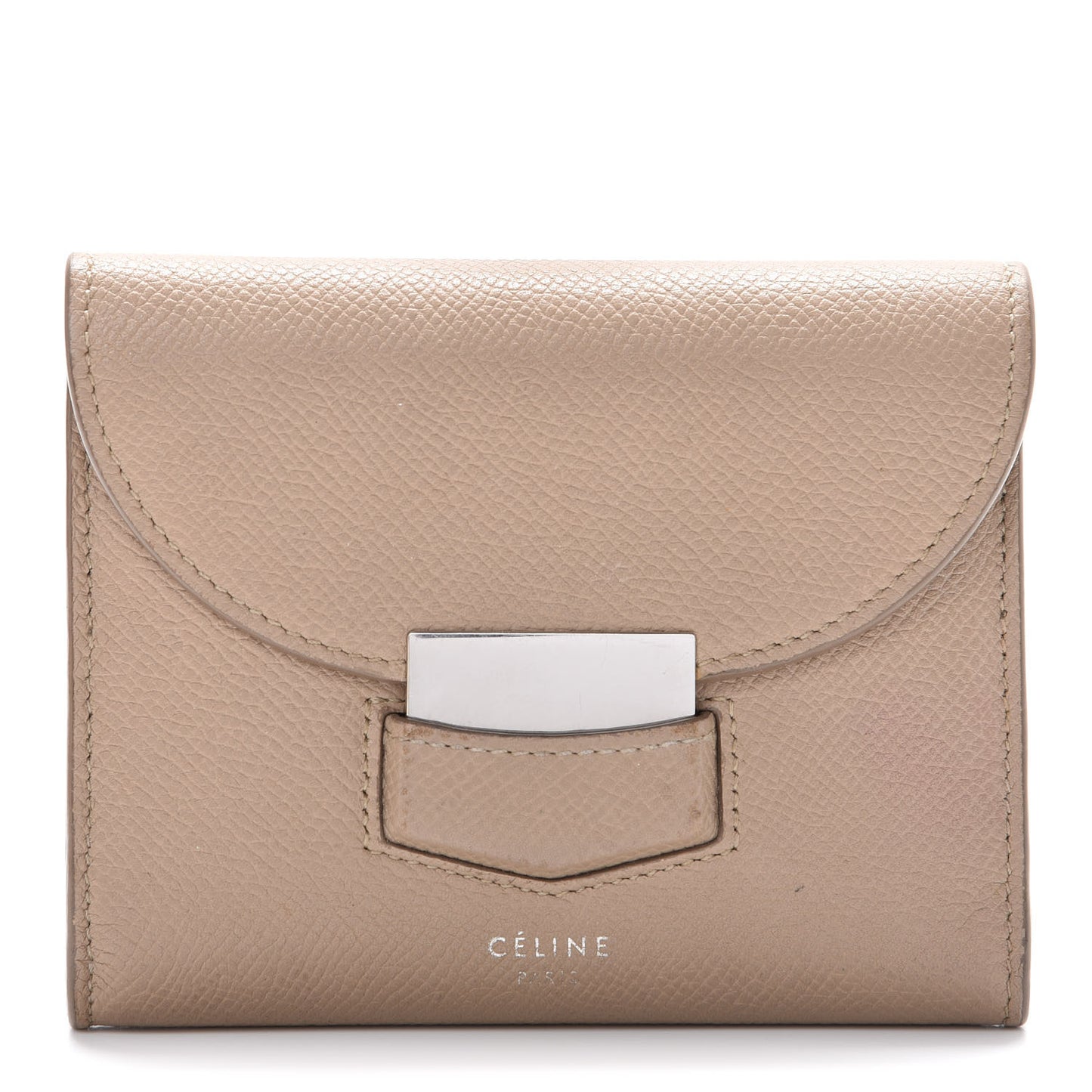Grained Calfskin Small Trotteur Multifunction Flap Wallet Light Taupe