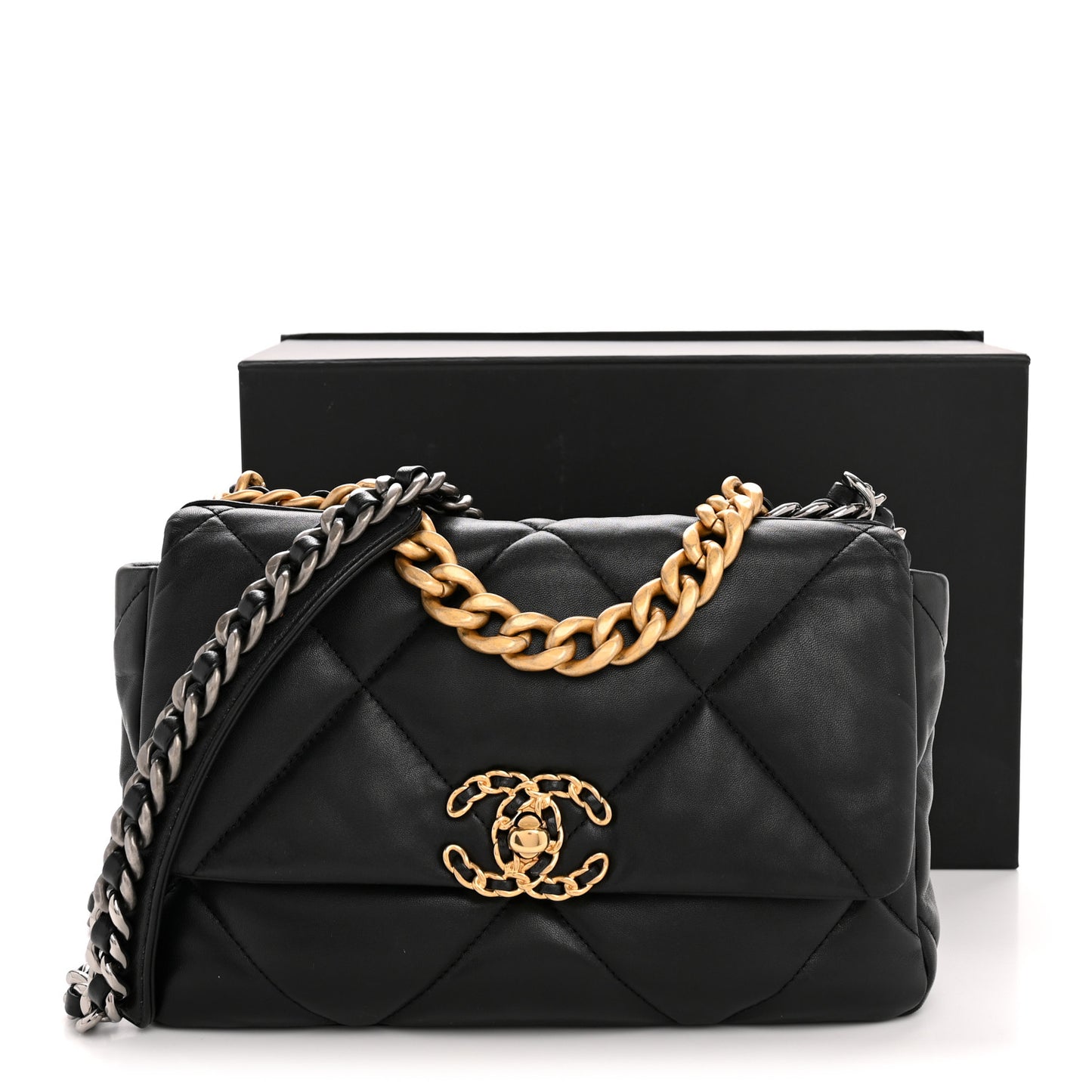 Lambskin Quilted Medium Chanel 19 Flap Black