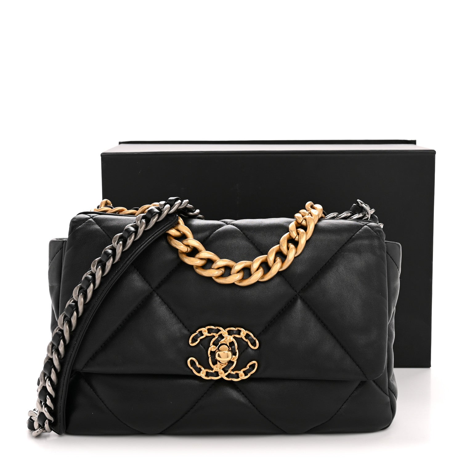 Chanel Lambskin Quilted Medium Chanel 19 Flap Black 14 of 14
