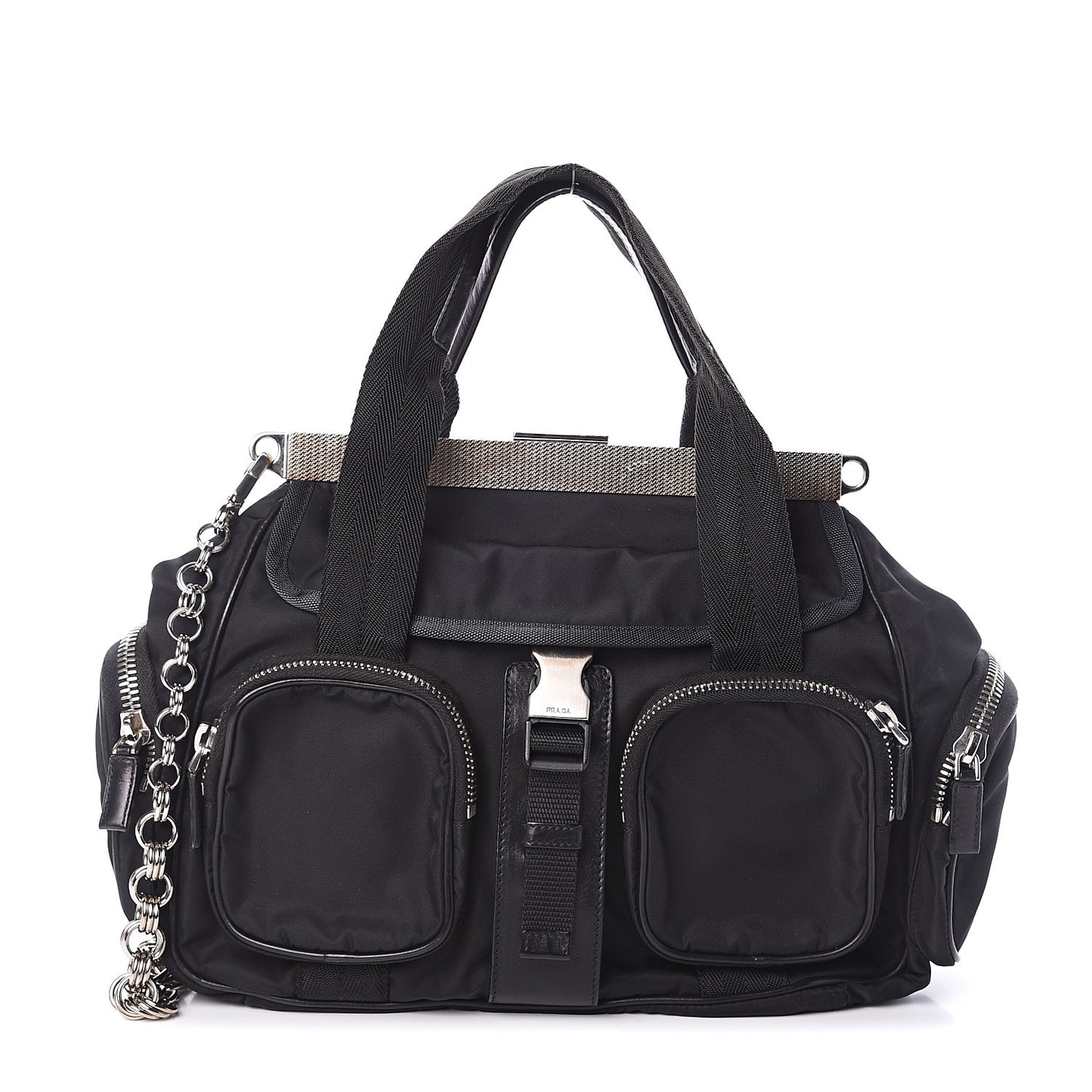 Tessuto Nylon Frame Satchel Black