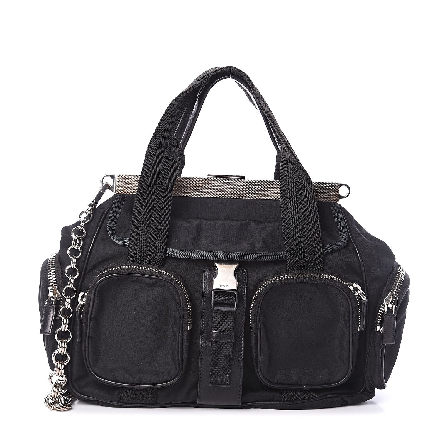 Prada Tessuto Nylon Frame Satchel Black 1 of 7