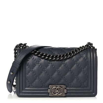 Chanel Calfskin Double Stitch Medium Boy Flap Grey 1 of 13