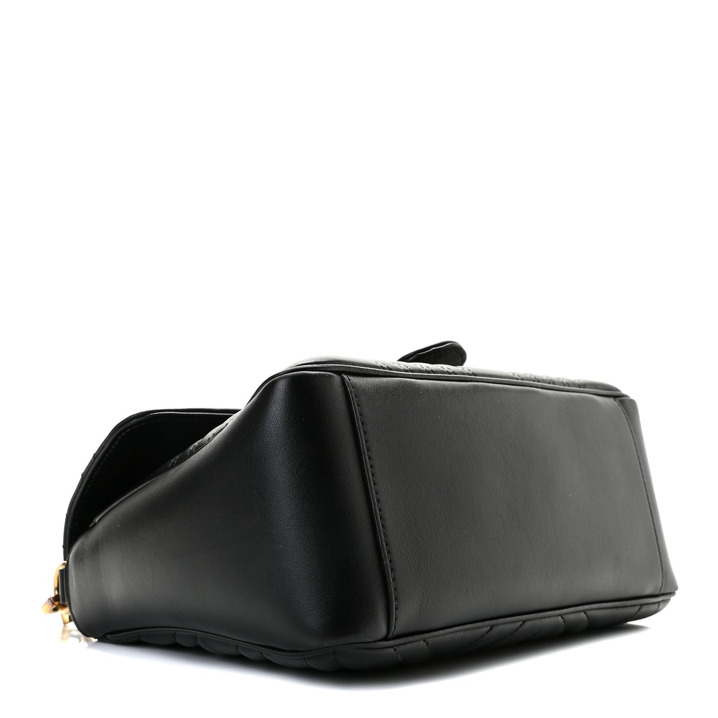 Calfskin Matelasse Small GG Marmont Top Handle Shoulder Bag Black
