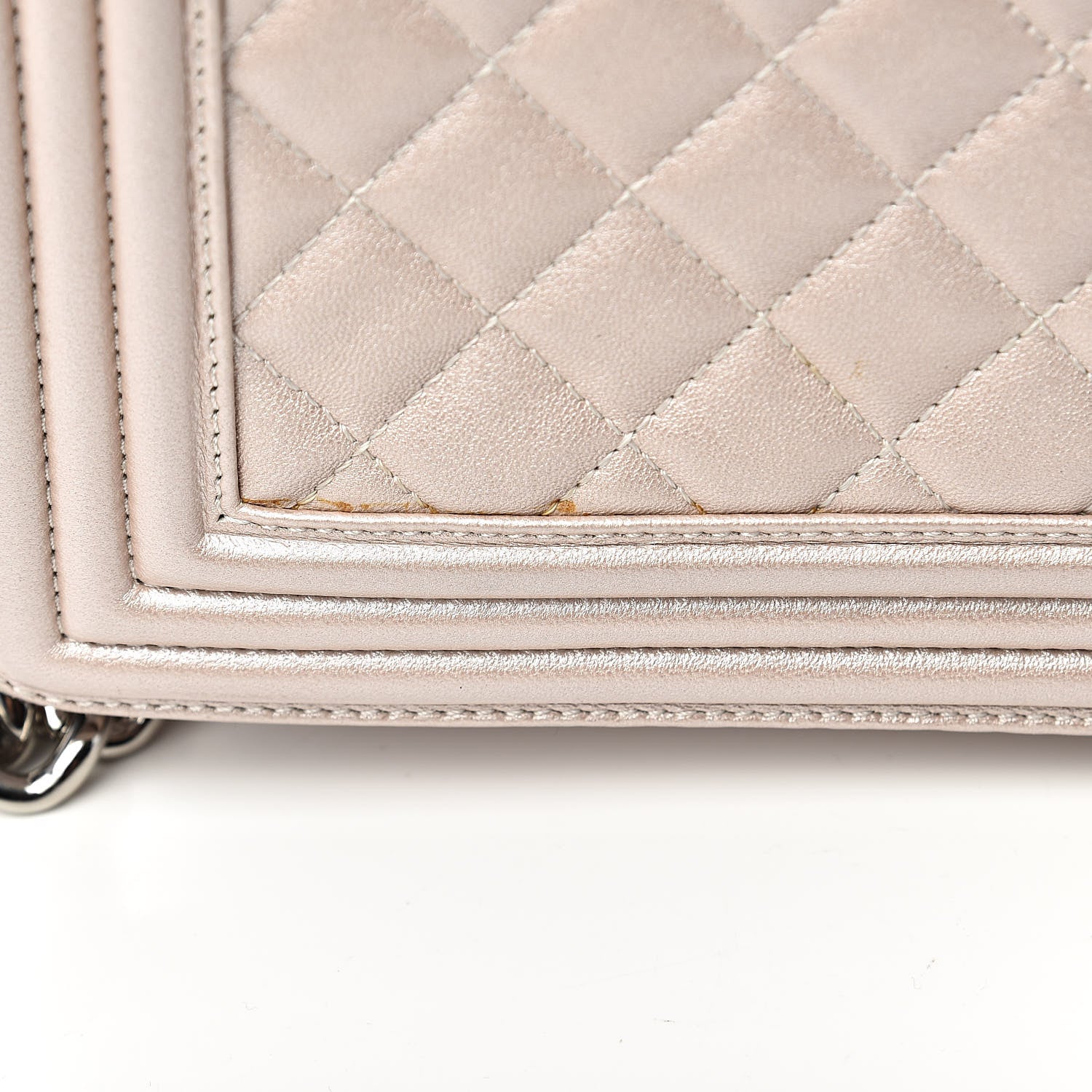 Chanel Metallic Lambskin Quilted Large Boy Flap Light Beige 8 of 13