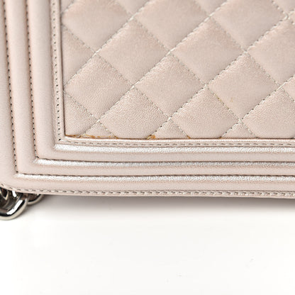 Chanel Metallic Lambskin Quilted Large Boy Flap Light Beige 8 of 13