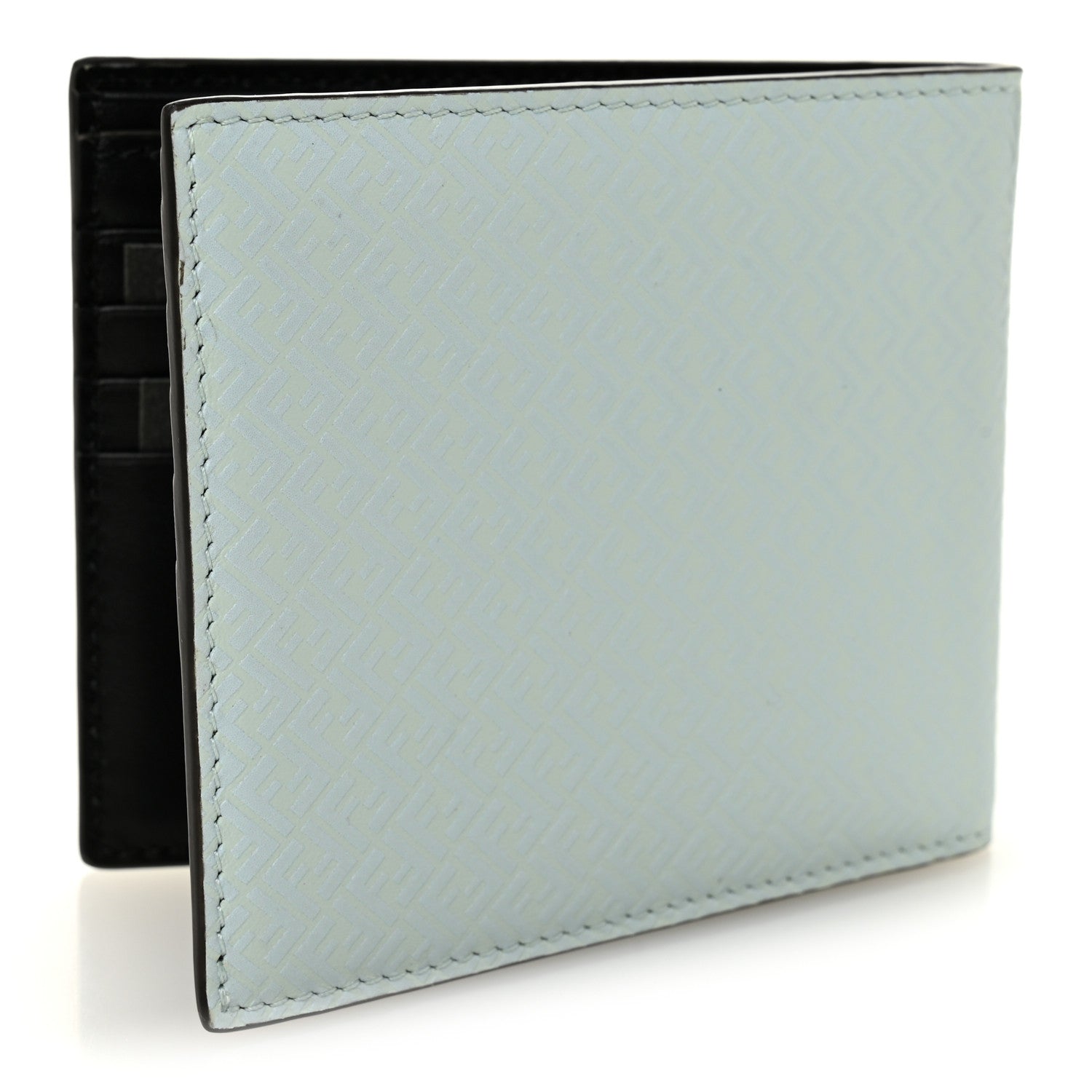 Fendi Vitello Grace Micro FF Embossed Bi-Fold Wallet Baleari 3 of 9