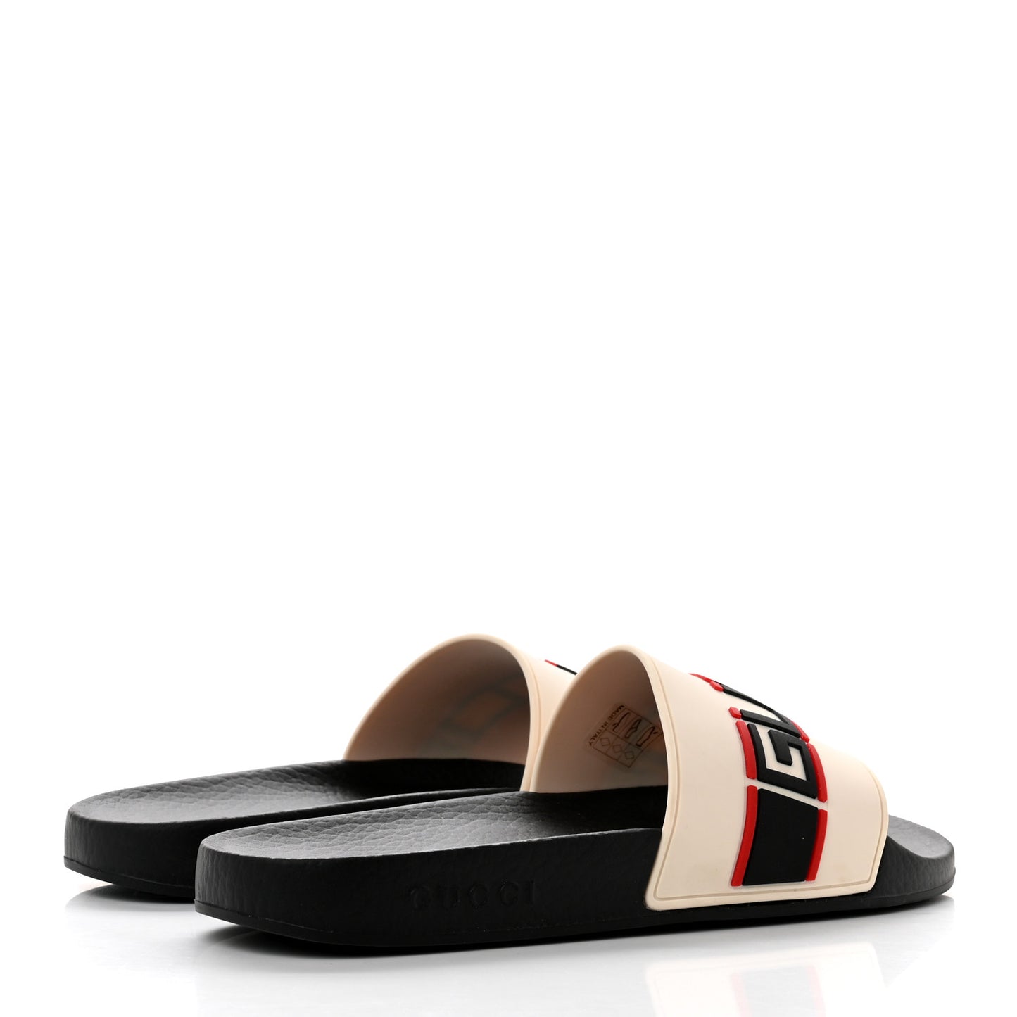 Rubber Stripe Womens Pool Slide Sandals 40 Ecru Poppy Black