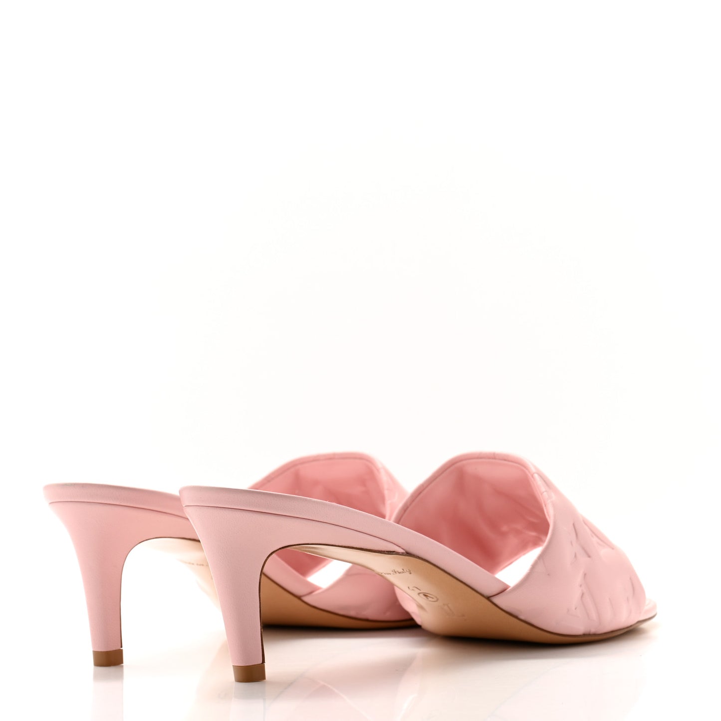Lambskin Embossed Monogram Revival Mid Heel Mules 41 Rose Claire