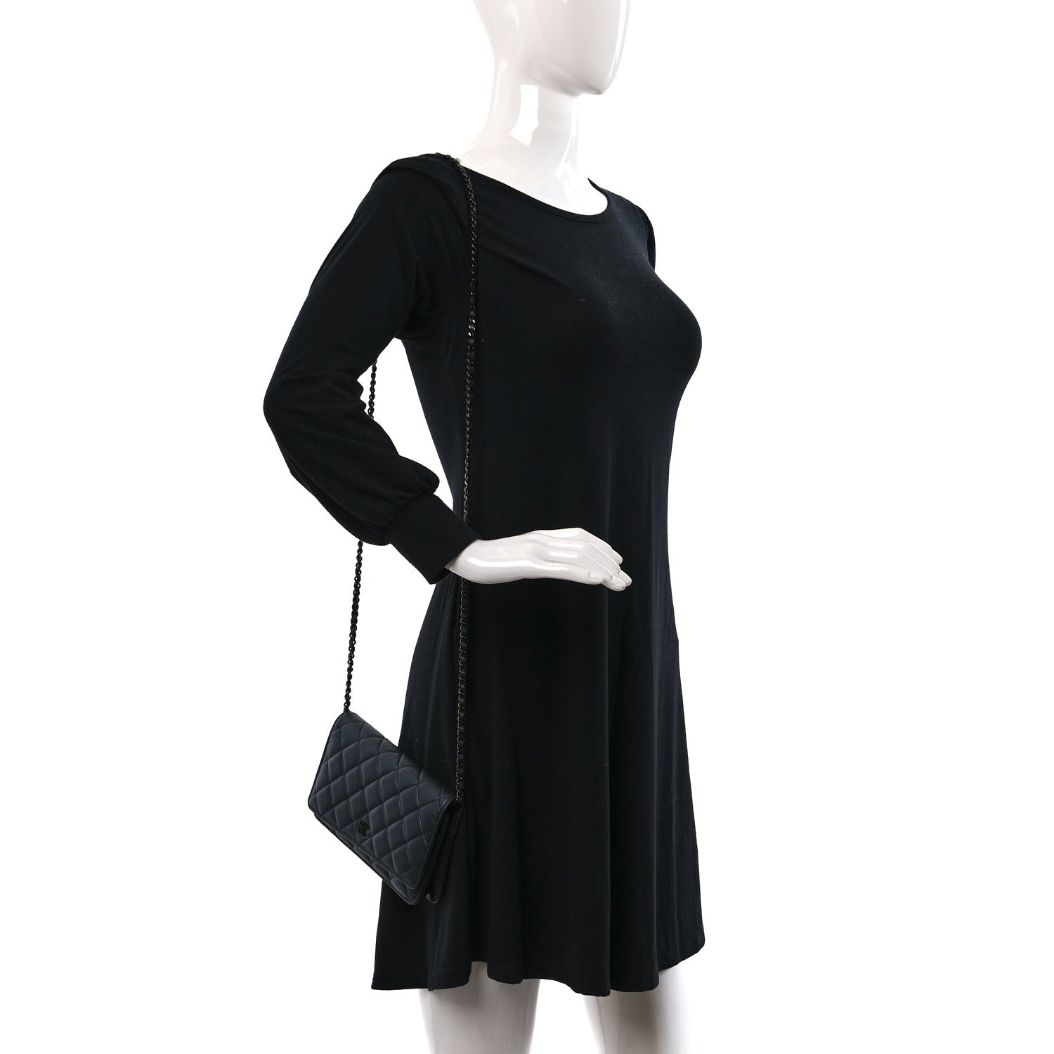 Chanel Lambskin Quilted Wallet On Chain WOC So Black 2 of 15