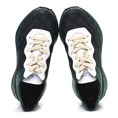 Gucci GG Supreme Monogram Mens Rhyton Sneakers 8.5 Black Green 2 of 11