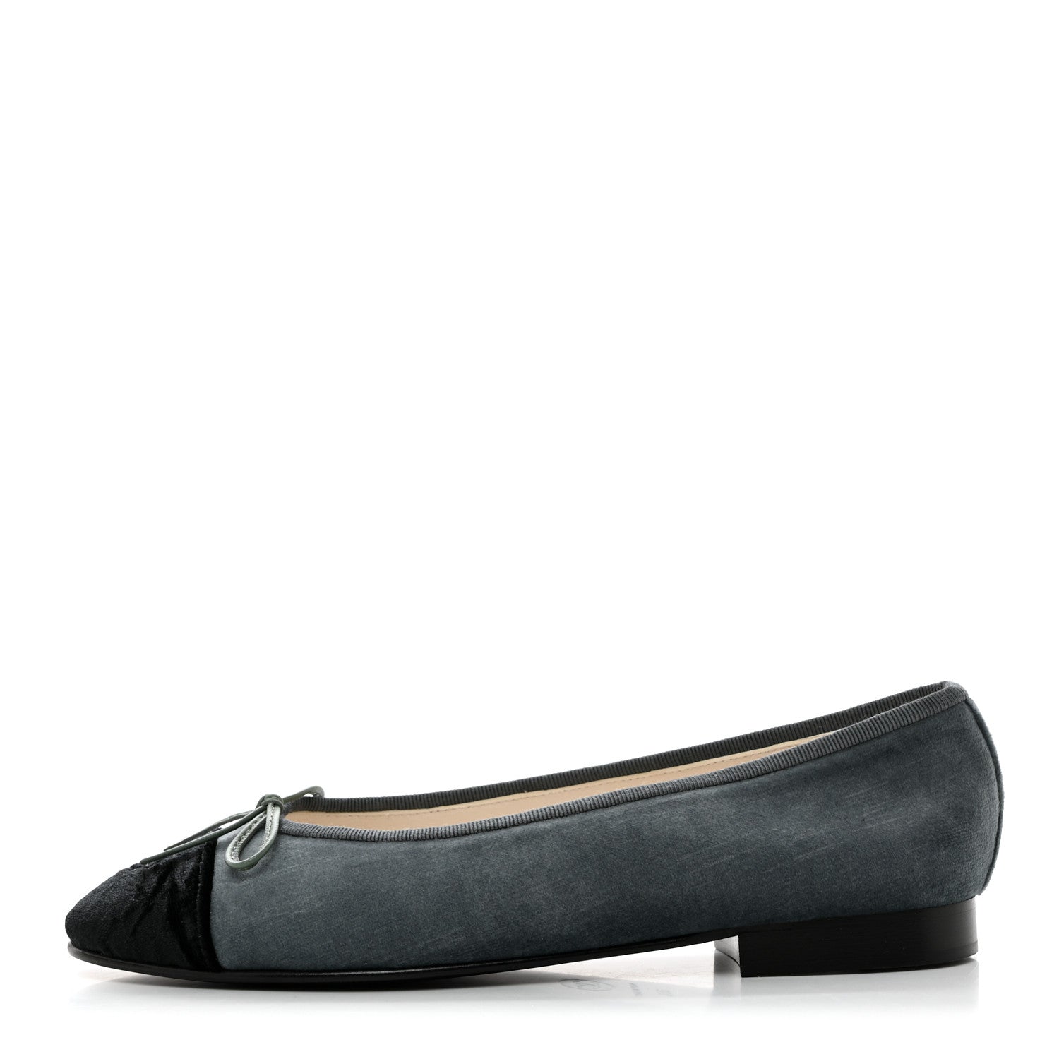Chanel Velvet Cap Toe Ballerina Flats 36.5 Blue Black 1 of 8