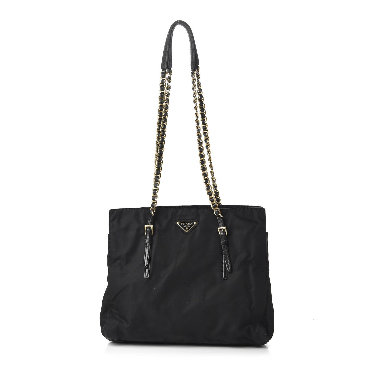 Tessuto Nylon Chain Shoulder Bag Black