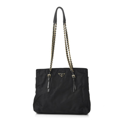 Prada Tessuto Nylon Chain Shoulder Bag Black 1 of 9