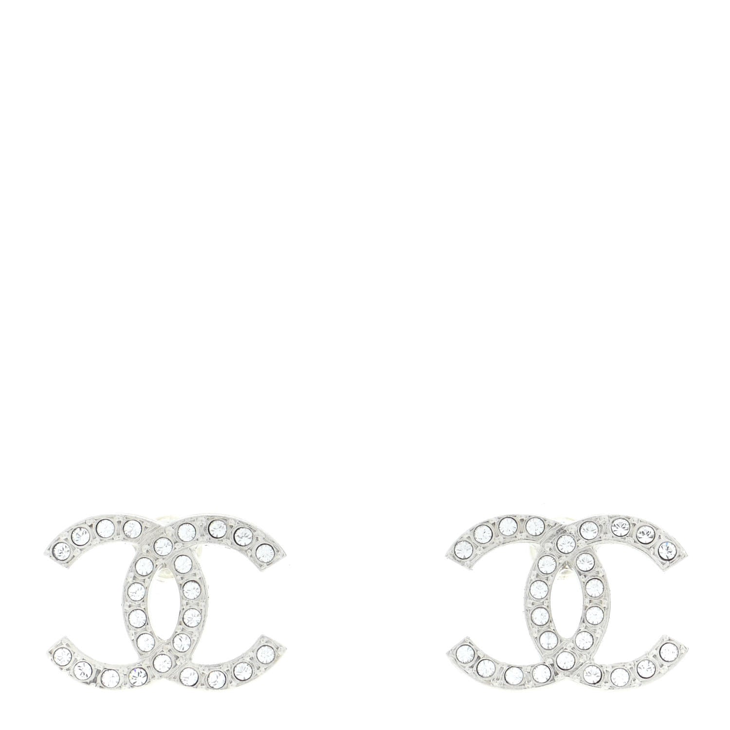 Chanel Crystal CC Earrings Silver 1 of 5