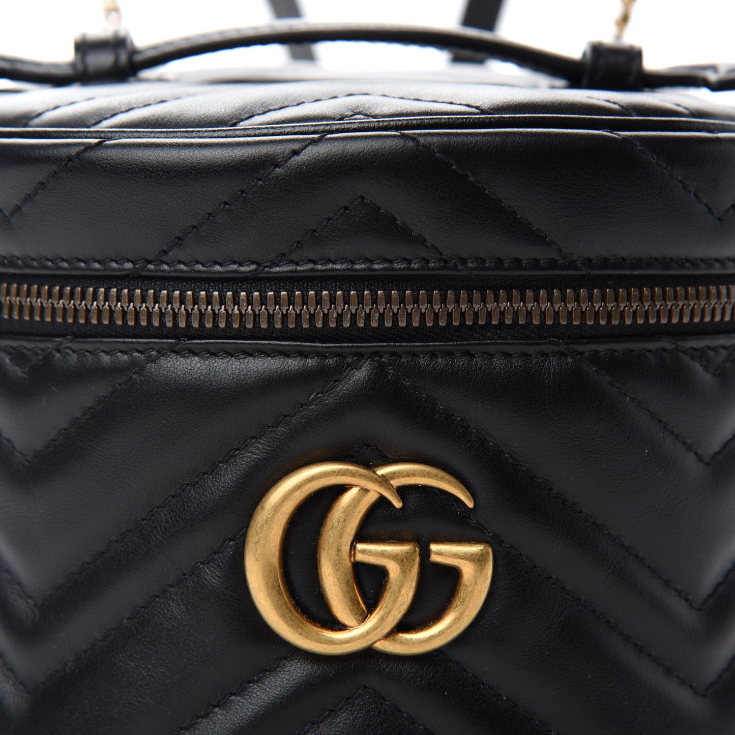 Calfskin Matelasse Mini GG Marmont Round Backpack Black