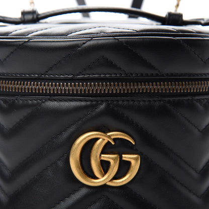 Gucci Calfskin Matelasse Mini GG Marmont Round Backpack Black 8 of 10