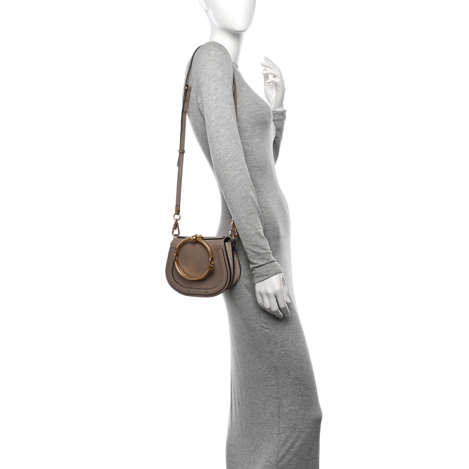 Chloe Calfskin Suede Small Nile Bracelet Bag Motty Grey 2 of 14