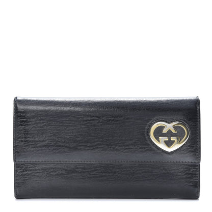 Gucci Shangai Calfskin Lovely Heart Continental Wallet Black 1 of 16