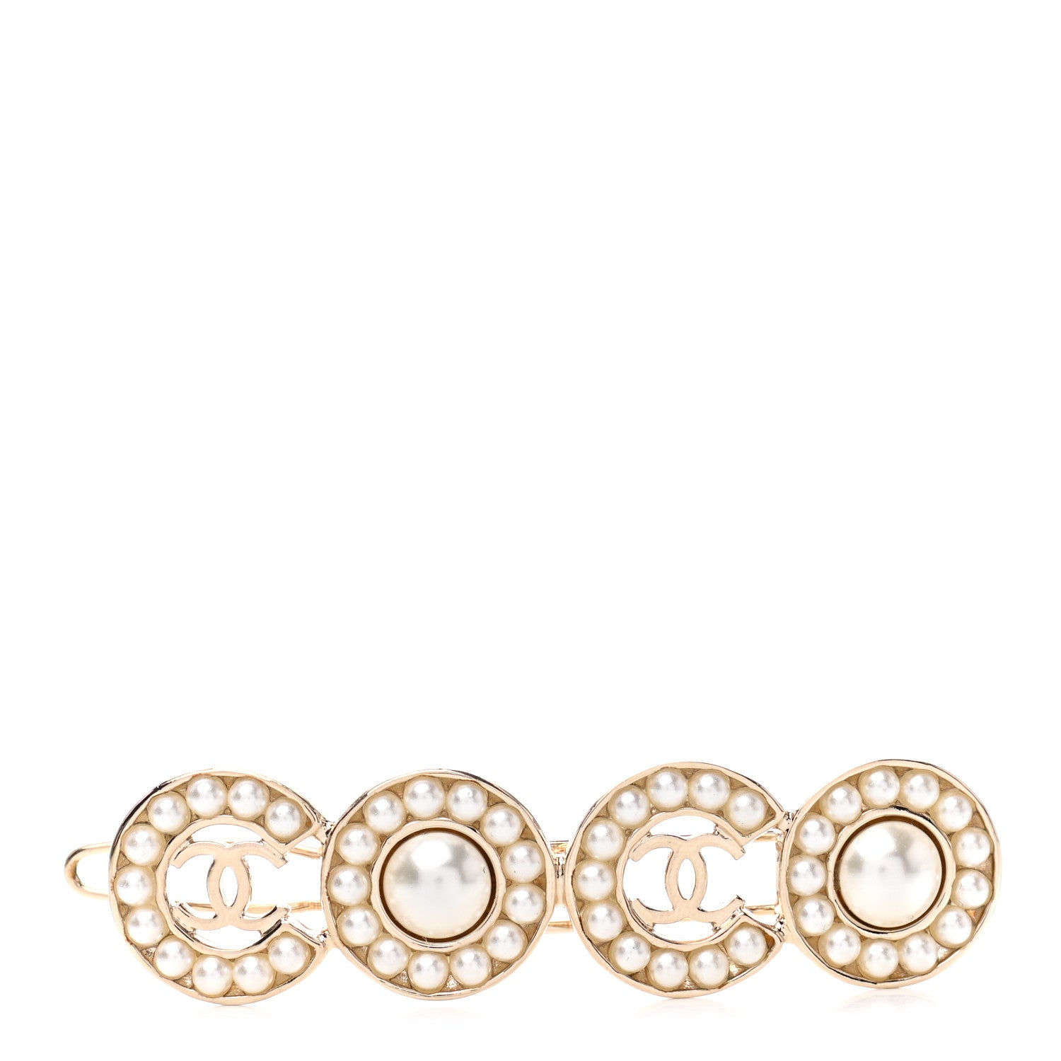 Chanel Pearl Coco Hair Clip Barrette Gold 1 of 4