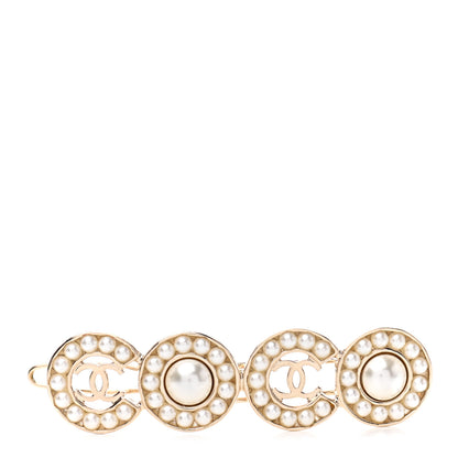 Chanel Pearl Coco Hair Clip Barrette Gold 1 of 4