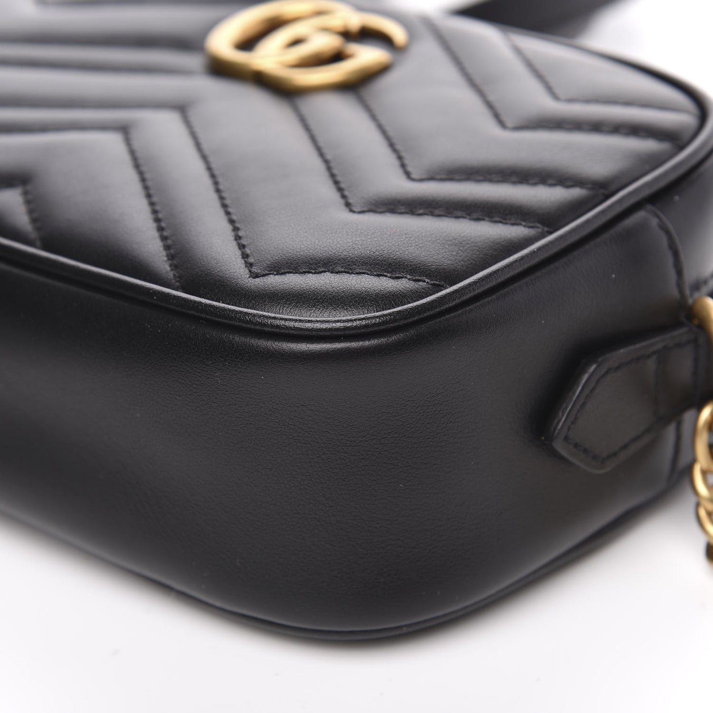Calfskin Matelasse Mini GG Marmont Chain Shoulder Bag Black
