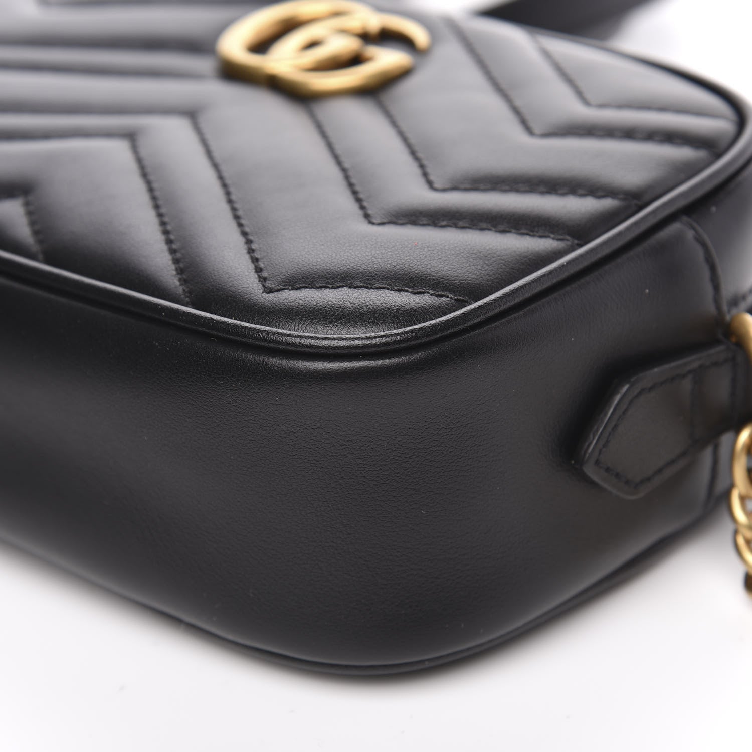 Gucci Calfskin Matelasse Mini GG Marmont Chain Shoulder Bag Black 10 of 11