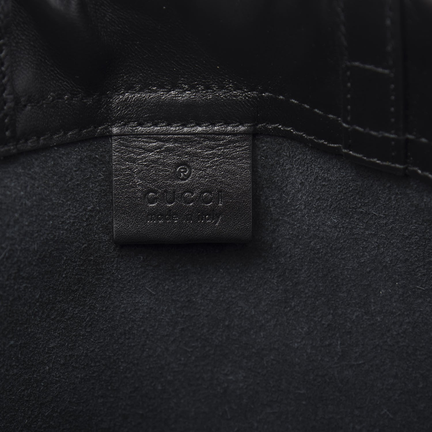 Gucci Calfskin Logo Drawstring Backpack Black 6 of 13