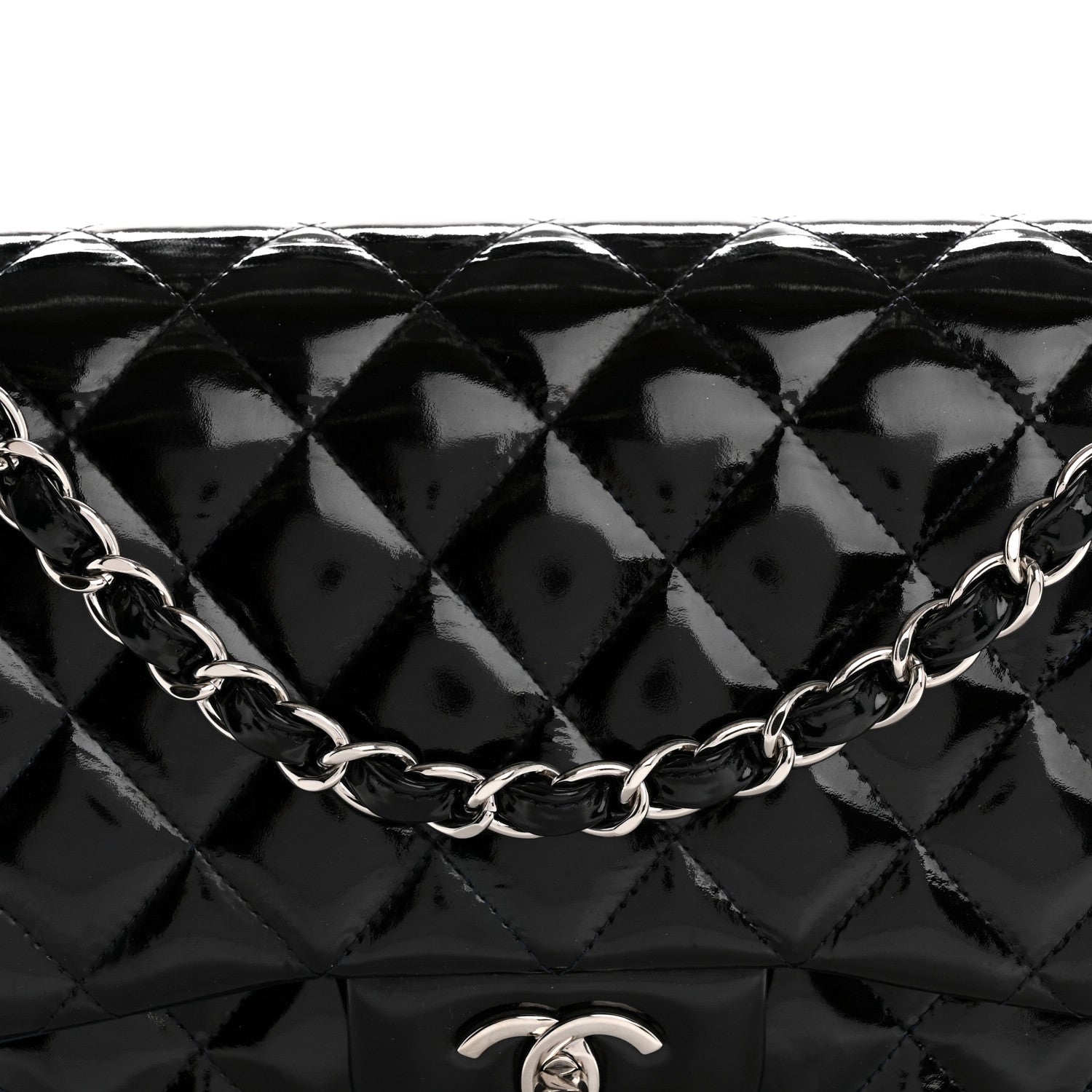Chanel Patent Quilted Jumbo Double Flap Navy Blue 8 of 13