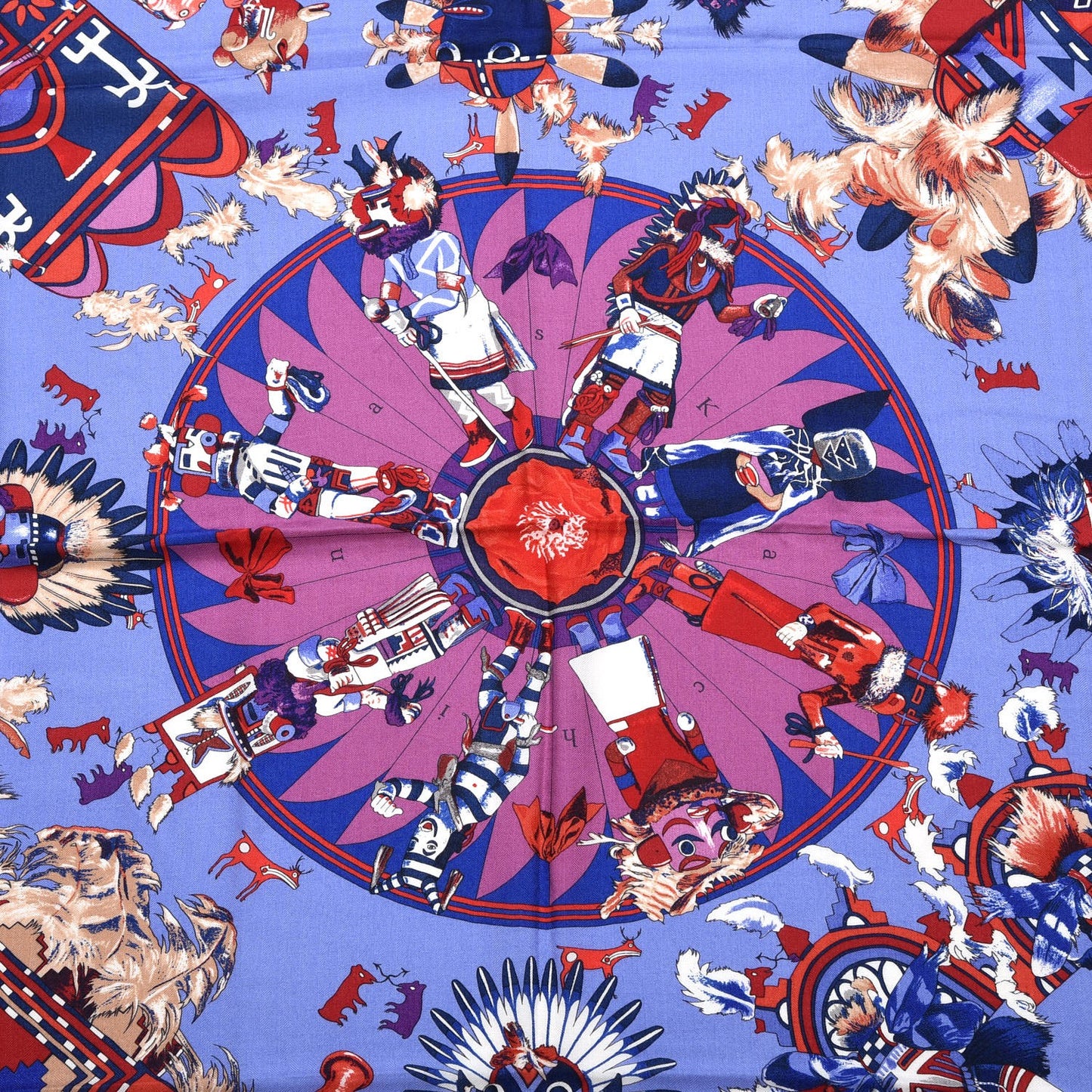Cashmere Silk Kachinas Shawl 140 Rouge Bleu Parme