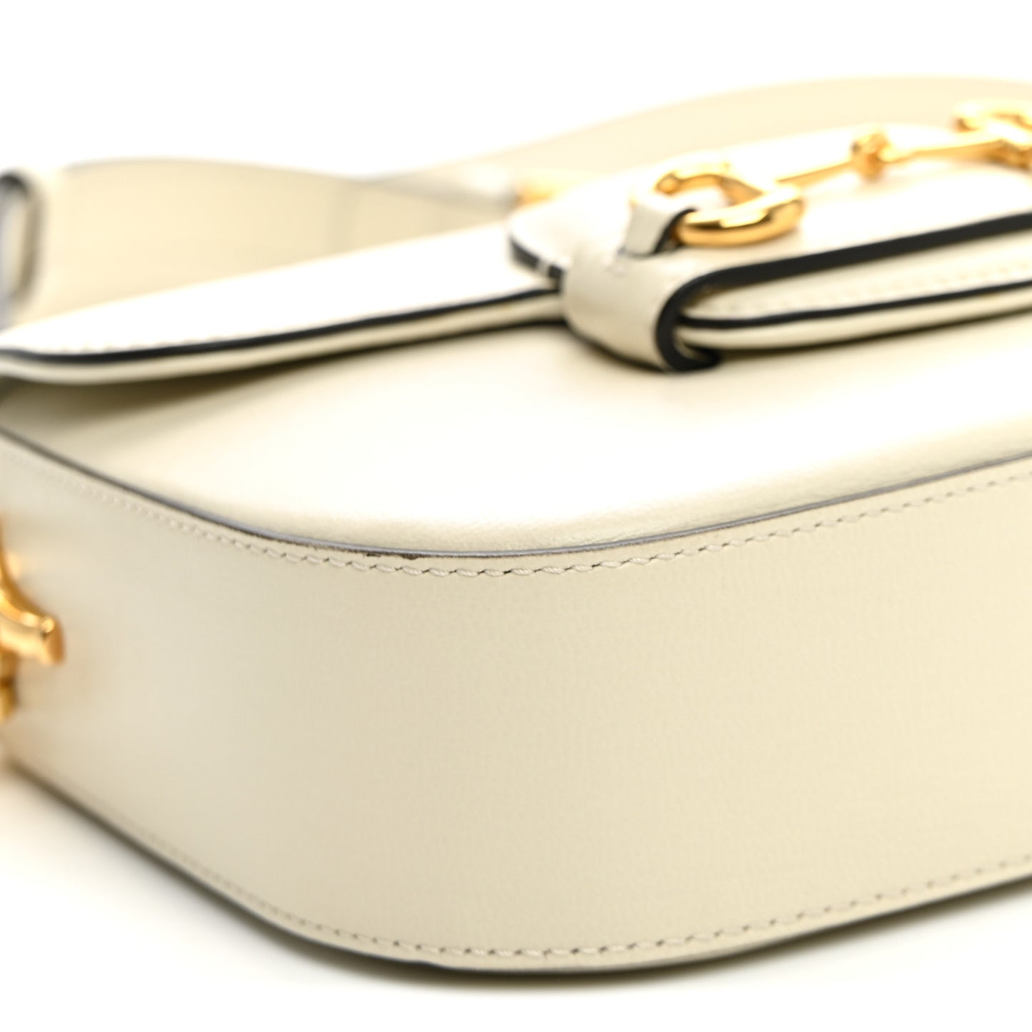 Azalea Calfskin Web Mini Horsebit 1955 Shoulder Bag Mystic White
