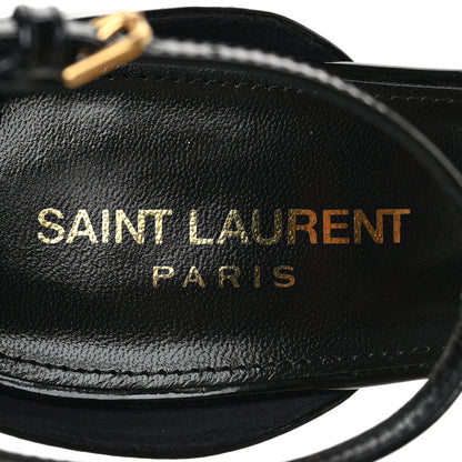 Saint Laurent Patent Calfskin Amber 105 Ankle Strap Sandals 40 Black 7 of 8