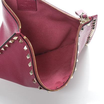Valentino Garavani Pebbled Calfskin Large Rockstud Zip Pouch Deep Cyclamin 5 of 7