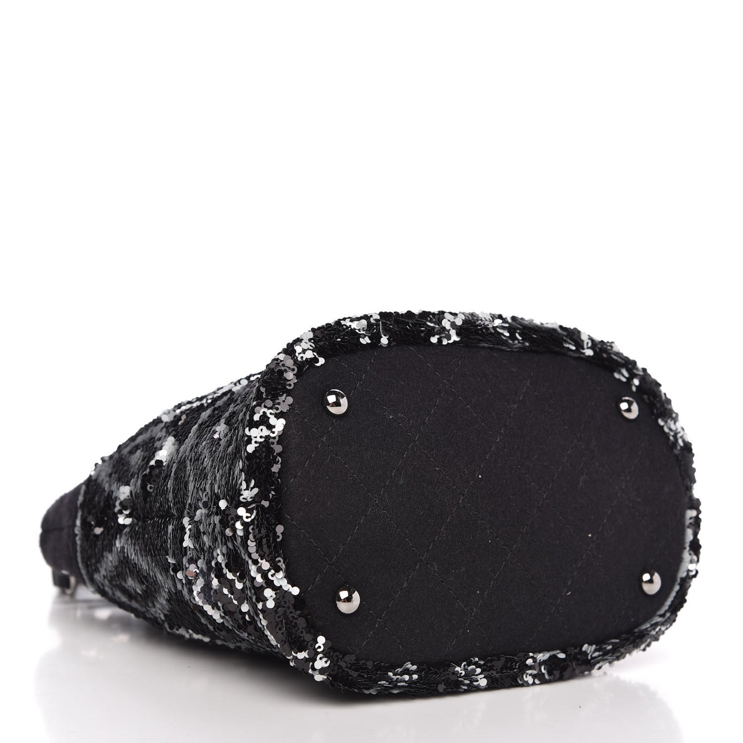 Sequin Wool Drawstring Bag Bag Black Silver
