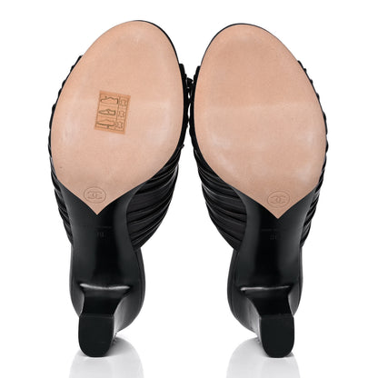 Chanel Calfskin Bows CC Mules 38 Black 6 of 10