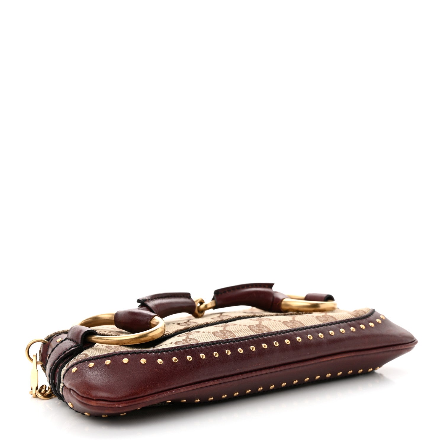 Gucci Monogram Studded Small Horsebit Clutch Bordeaux 4 of 14